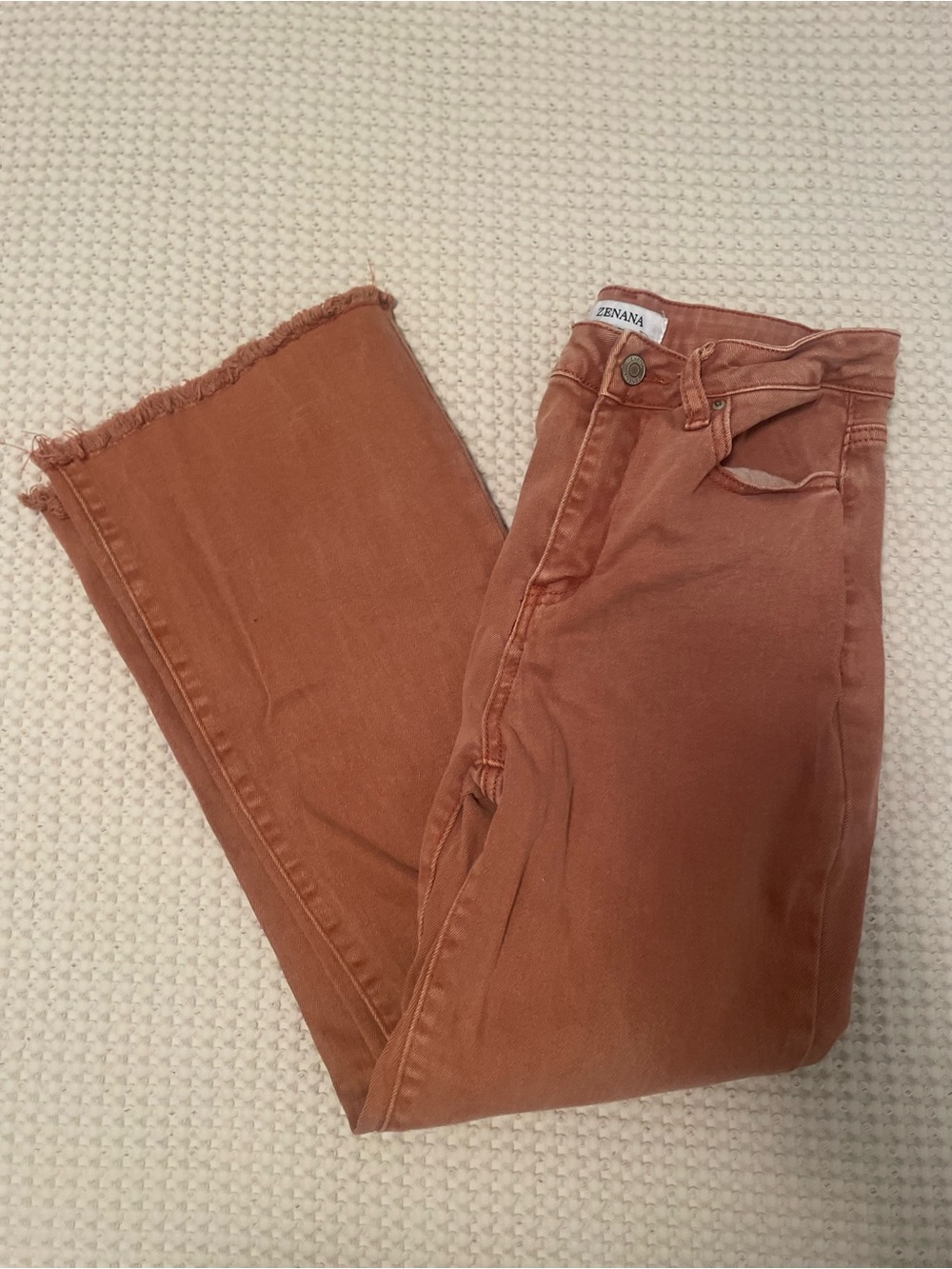 Zenana Outfitters Rust Orange High-Waist Wide Leg Jeans